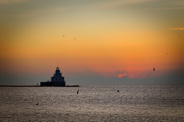 Obraz premium Dawn at Lake Michigan