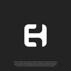 Abstract letter EH HE logo. This logo icon incorporate with abstract shape in the fluid creative and simple way.