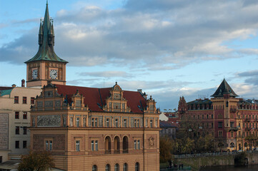 Stunning palace at sunset in Prague