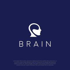 Head Robot Brain Artificial Intelligence Logo design vector Head shape style. AI Automation technology Psychology Brainstorm Logotype concept