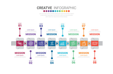 Infographics element design for 8 option, can be used for Business concept steps or processes, Data visualization.