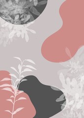 Fototapeta premium Gentle abstract background with leaves and flowers. A splash of color on the background. Background,template,wallpaper with leaves and flowers. Beautiful background with abstracts and leaves