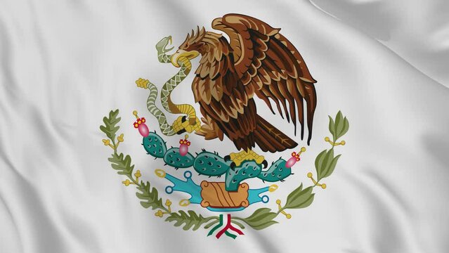 mexico national emblem or symbol  in waving flag. smooth 4k video seemless loop