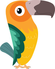 Macaws, beautiful tropical birds, exotics and colorful. The wings are yellow, green, and blue. Funny as well as adorable. Suitable for cartoon illustration, graphic design, vector