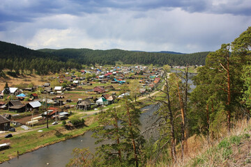 Fototapeta na wymiar Peasant Tatar village on the banks of the river