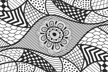 Abstract vector sketch doodle flower hand draw.