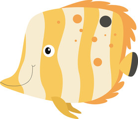 illustration of butterfly fish, a beautiful exotic marine animal.  suitable and great for vector, cartoon character, background, graphic design, collection, clip art. 