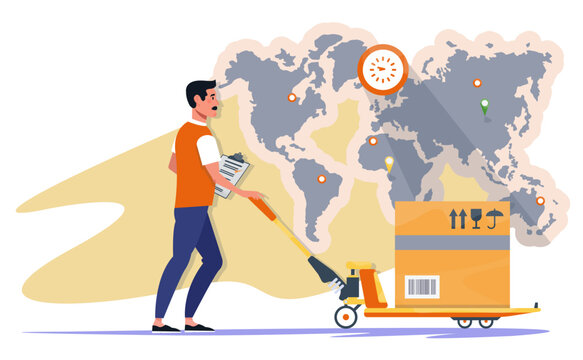 Delivery service concept. Commercial waregouse. Goods. Import and export. Logistics. International shipping. Flat vector illustration.