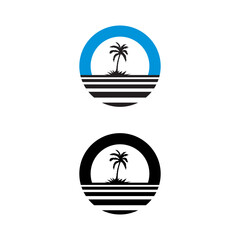 sunset sunrise beach logo vector