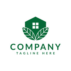 green house leaf logo design