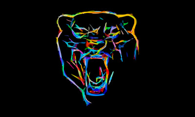Jaguar in color art style. Great for black prints on clothing or for a painting in the home interior.