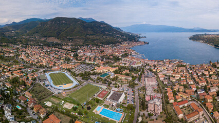 Obraz premium Italy, August 2022: panoramic view of Salò on Lake Garda in the province of Brescia, Lombardy