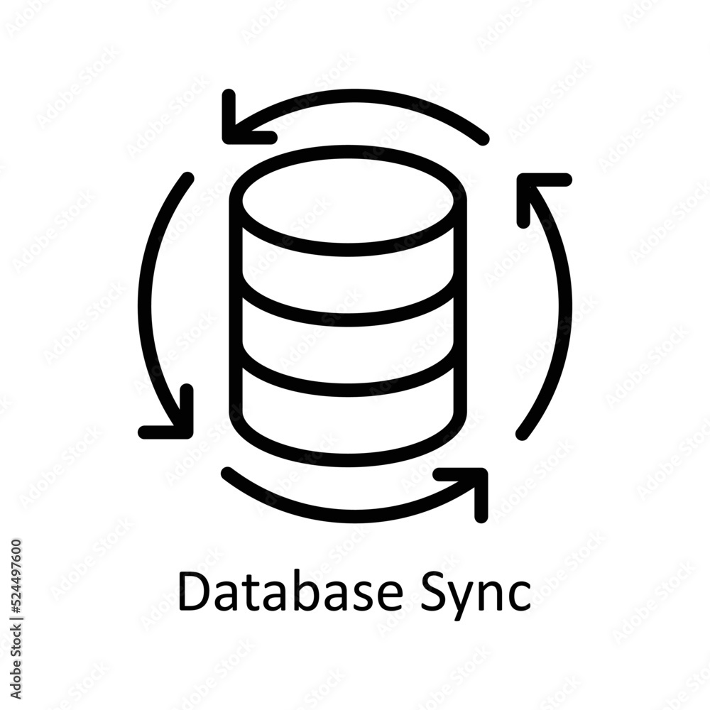 Poster database sync vector outline icon design illustration on white background. eps 10 file