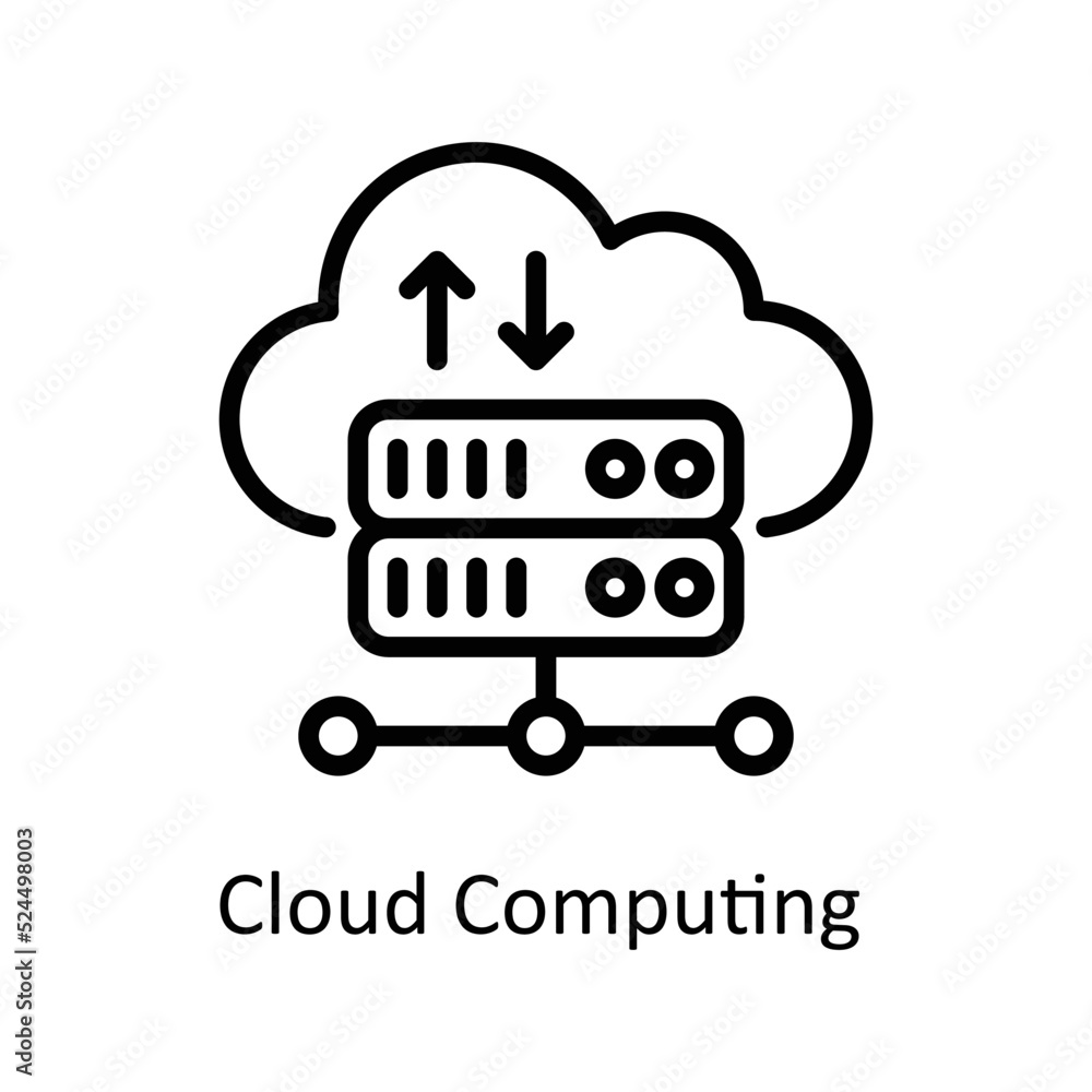 Aufkleber cloud computing vector outline icon design illustration on white background. eps 10 file