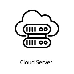 Cloud Server vector Outline Icon Design illustration on White background. EPS 10 File