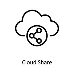 Cloud Share vector Outline Icon Design illustration on White background. EPS 10 File