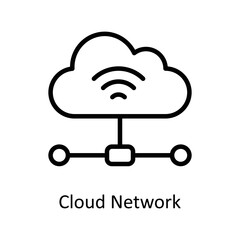 Cloud Network vector Outline Icon Design illustration on White background. EPS 10 File