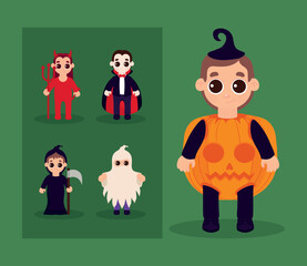 icons set halloween characters