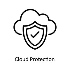 Cloud Protection vector Outline Icon Design illustration on White background. EPS 10 File