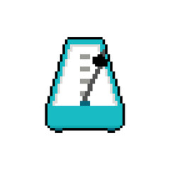 Metronome pixel art. 8 bit device that marks short intervals of time with even beats.