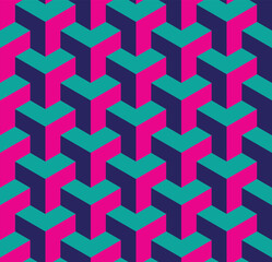 Abstract 3D Geometric Seamless Pattern Cube Columns Vector Background Design Perfect for Allover Fabric Print or Wrapping Paper