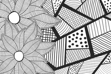 Obraz premium Abstract sketch doodle flower hand draw. Floral illustration.