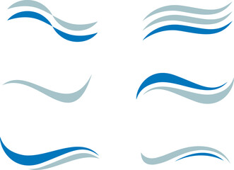 Set of vector waves, water curves for logo and icon