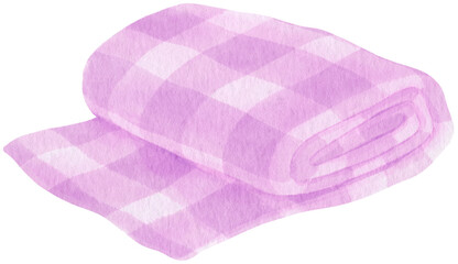 purple Checkered Beach towel picnic blanket in watercolor