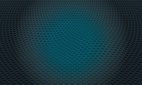 Hexagon Wave Graphic Background. Abstract Hexagonal Perspective Grid.