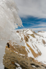 selective focus of ice on the mountain in volcano iztaccihuatl