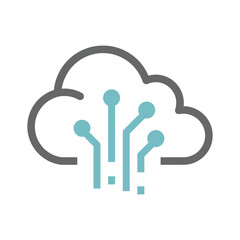 Cloud data storage vector icon. Network connection filled symbol.