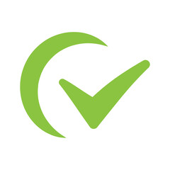Checkmark and circle vector icon. Tick, ok or check mark symbol.