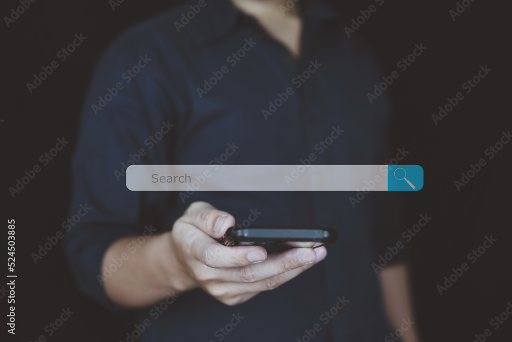 Aufkleber data search concept technology search engine optimization by people using smartphone to searching fo