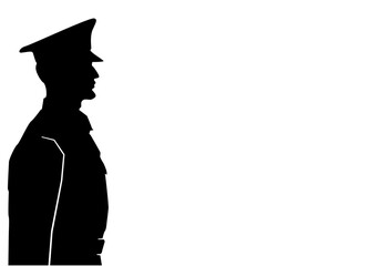 silhouette of a salute soldier in black and white background.