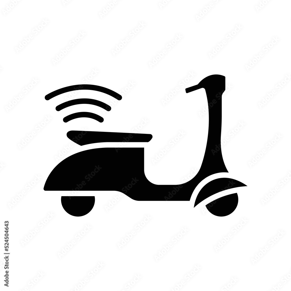 Poster scooter icon with signal. icon related to technology. smart device. transport device. glyph icon sty