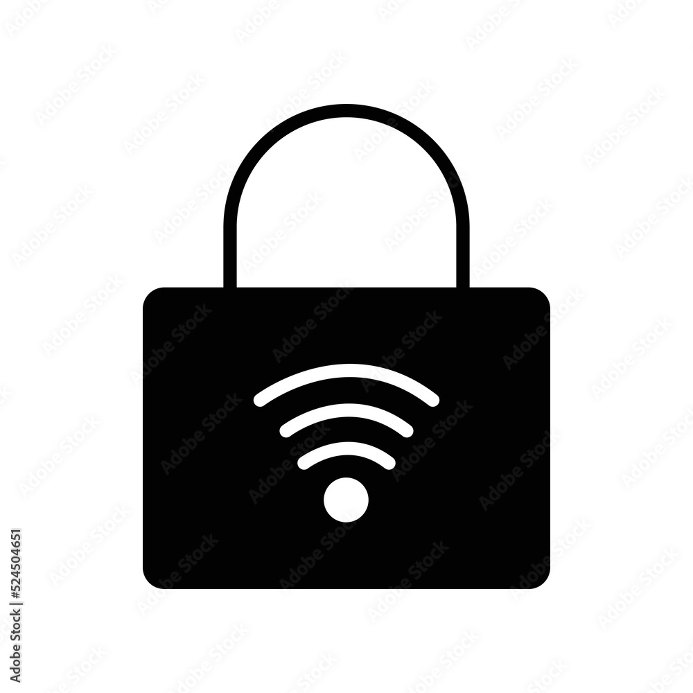 Poster lock icon with signal. icon related to technology. smart device. auto lock. glyph icon style, solid.