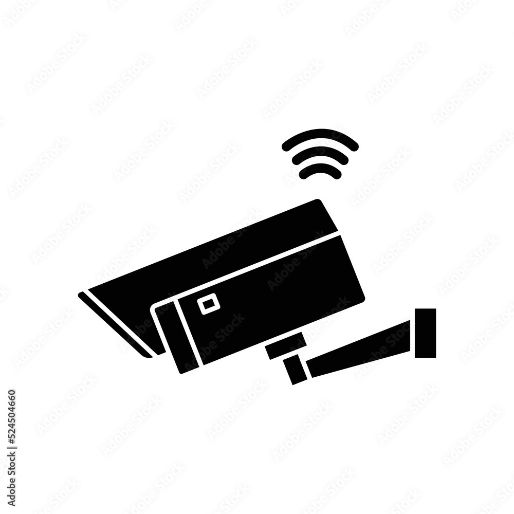 Poster cctv icon with signal. icon related to technology. smart device. glyph icon style, solid. simple des