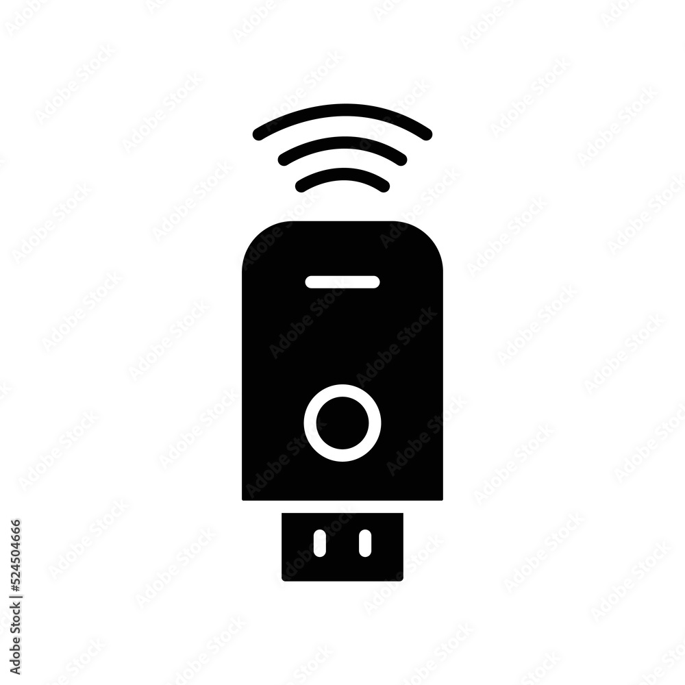Poster usb icon. icon related to technology. smart device. usb with signal. glyph icon style, solid. simple