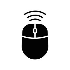 Computer mouse icon with signal. icon related to technology. smart device. Glyph icon style, solid. Simple design editable