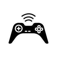 Joystick icon with signal. icon related to technology. smart device. Glyph icon style, solid. Simple design editable