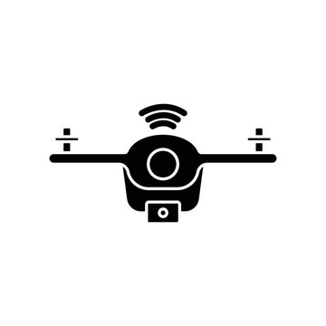 black drone icon with wifi signal clip art preview