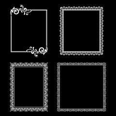 Set of decorative frames Elegant vector element for design in Eastern style, place for text. Floral black and white borders. Lace illustration for invitations and greeting cards.