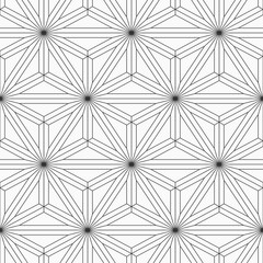 Abstract geometric seamless pattern with triangles. Outline triangles geometric lattice. Black and white vector background.