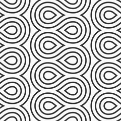 Abstract seamless pattern with smooth lines, curves. Zigzag smooth lines. Black and white vector background. Endless repeating pattern.