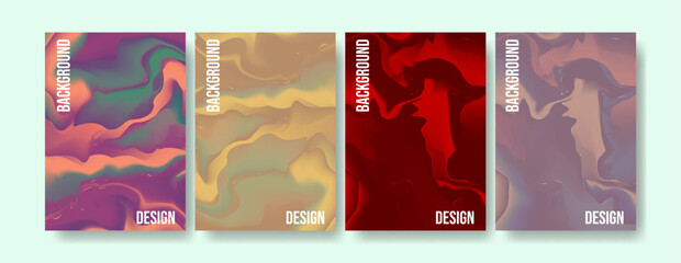 Set Of Fluid Marble Cover Design Template in A4 Size. Colorful Background For Brochure, Flyer and Business Presentation