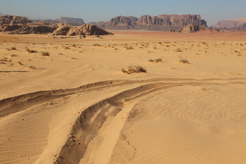 Fototapeta na wymiar Wüstenlandschaft Wadi Rum Jordanien, Desert Wadi Rum