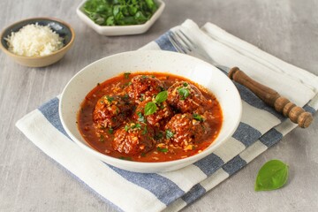 Meatballs with marinara tomato sauce