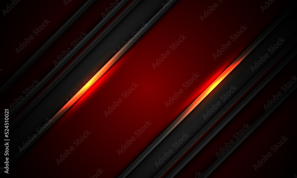 Poster abstract grey stripe slash orange light on deep red design modern futuristic background vector