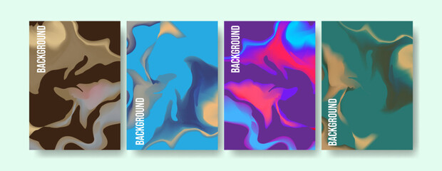 Set Of Fluid Marble Cover Design Template in A4 Size. Colorful Background For Brochure, Flyer and Business Presentation