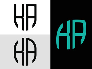 Creative Initial Letters KA Logo Designs Bundle. - obrazy, fototapety, plakaty
